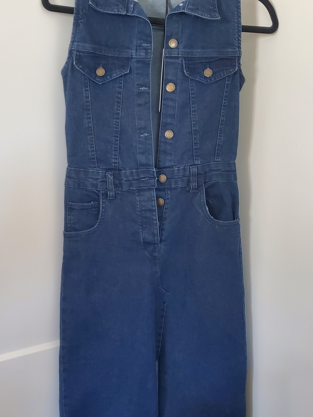 bebe Dark Blue Denim Dress with Branded Button